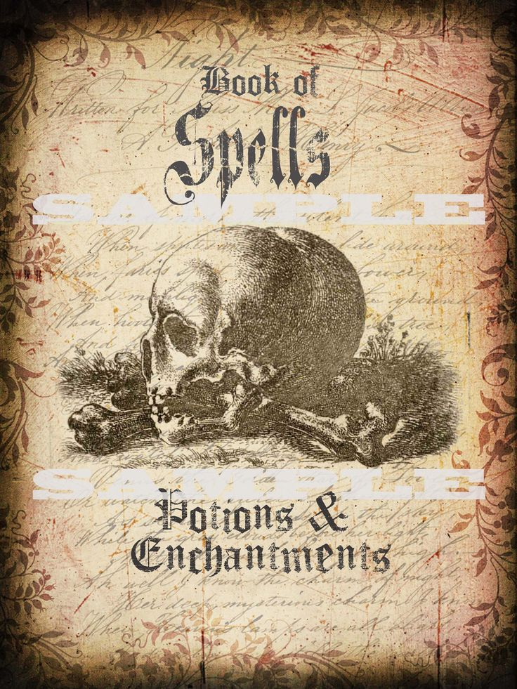 Halloween Book Cover Of Spells Potions And Enchantments Printable 