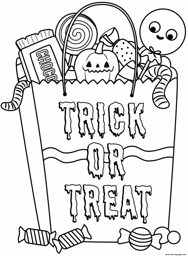 Halloween Candy Bag With Treats Coloring Page Printable