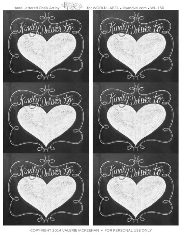 Hand Lettered Chalk Art Valentine s Day Labels Free Printable Labels