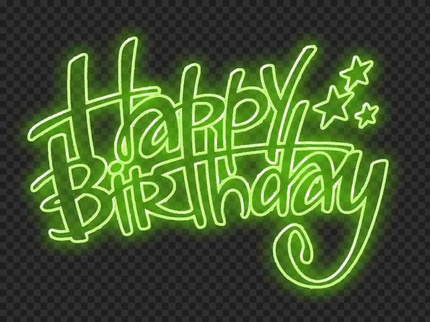 HD Happy Birthday Green Glowing Neon Text PNG Citypng