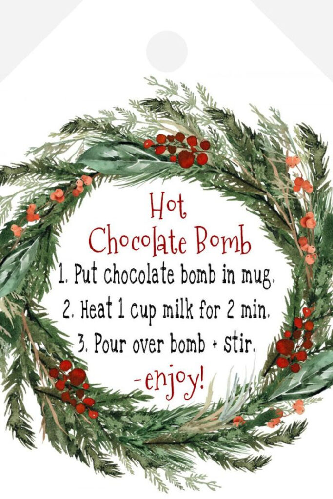 Hot Chocolate Bomb Instructions Favor Tag Template Hot Cocoa Gift Tags 
