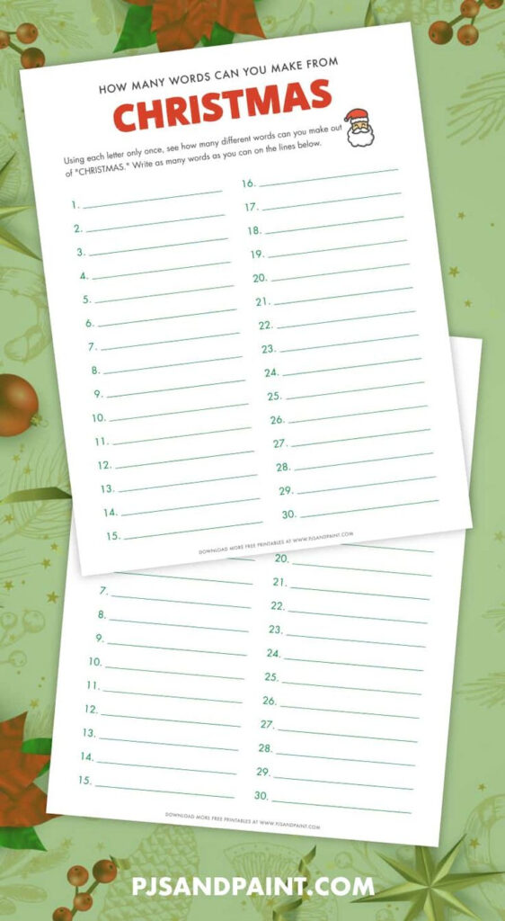 How Many Words Can You Make Out Of Christmas Free Printable Game 