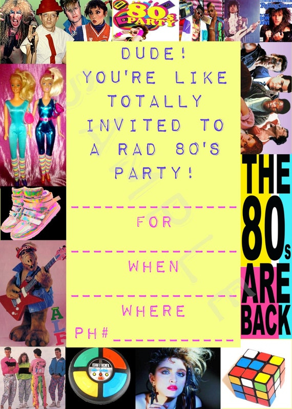Items Similar To Blank 80 S Costume Party Invitations Instant Download 