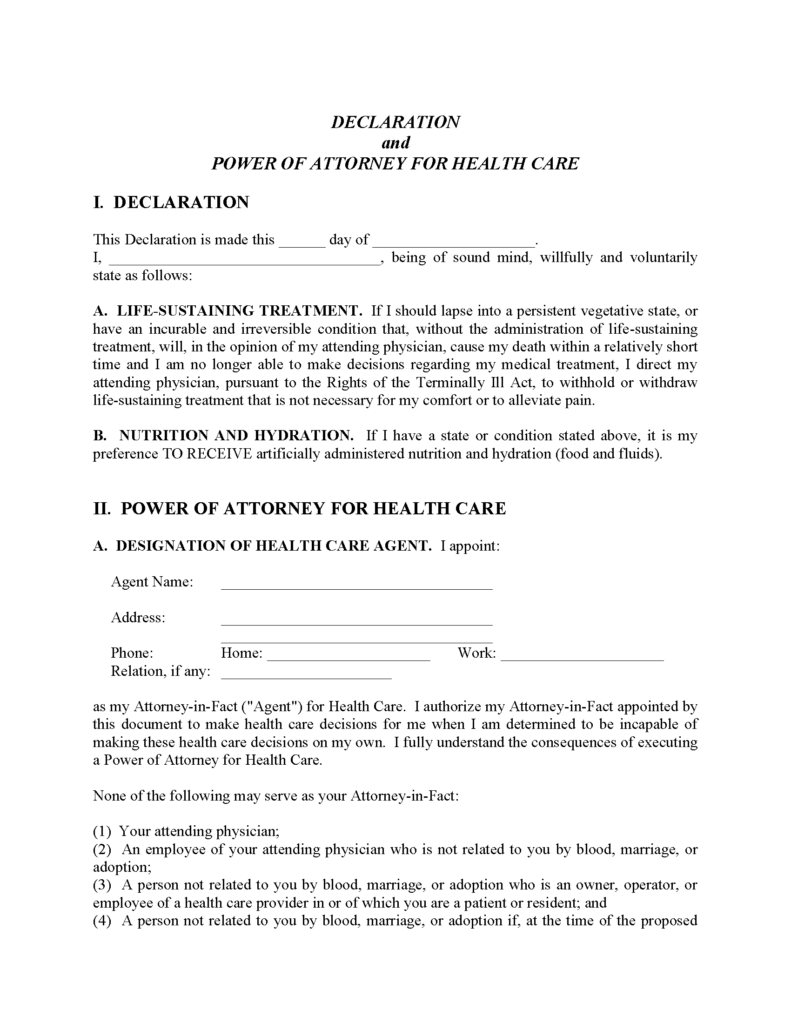 Living Will Forms Free Printable Legal Forms