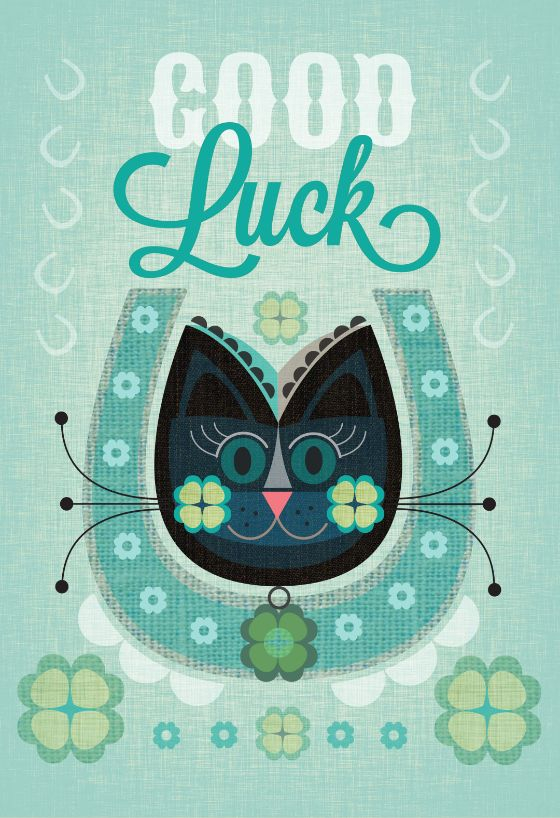 Lucky Cat Good Luck Card Free Greetings Island Good Luck Cards