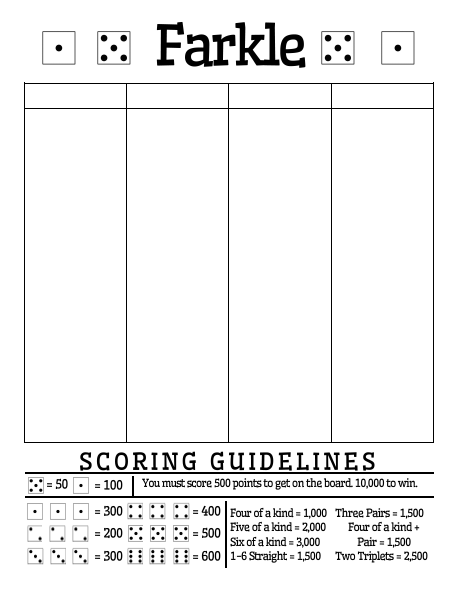 Math Love Free Printable Farkle Score Sheet