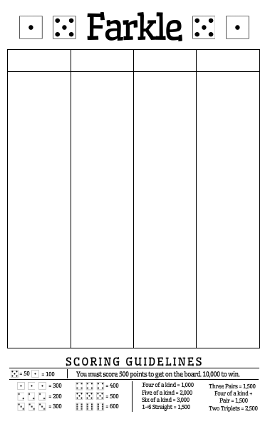 Math Love Free Printable Farkle Score Sheet