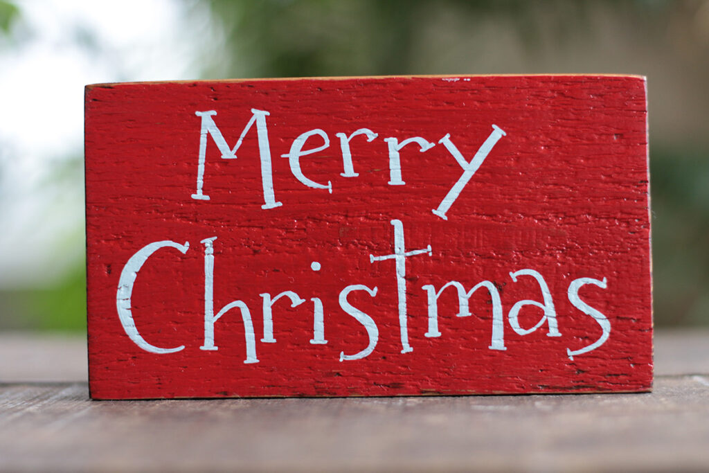 Merry Christmas Hand Lettered Wooden Sign By Our Backyard Studio In 