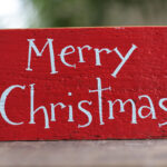 Merry Christmas Hand Lettered Wooden Sign By Our Backyard Studio In