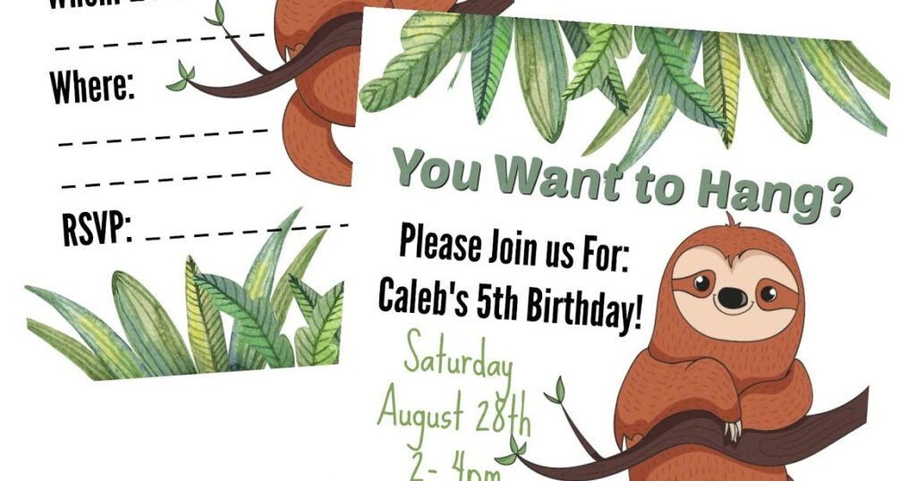 Musings Of An Average Mom Sloth Invitation