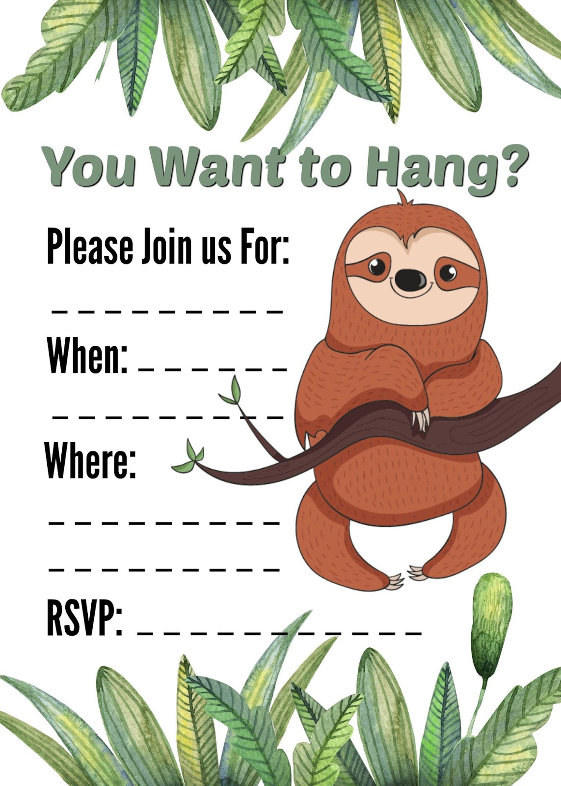 Musings Of An Average Mom Sloth Invitation