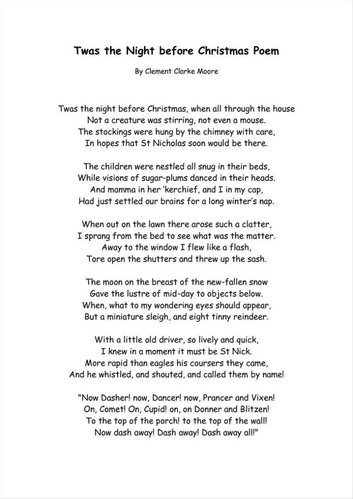 New Twas The Night Before Christmas Poem Printable Version At 