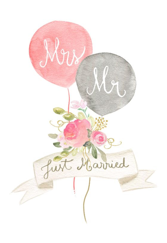 Newlywed Balloons Free Wedding Congratulations Card Greetings 