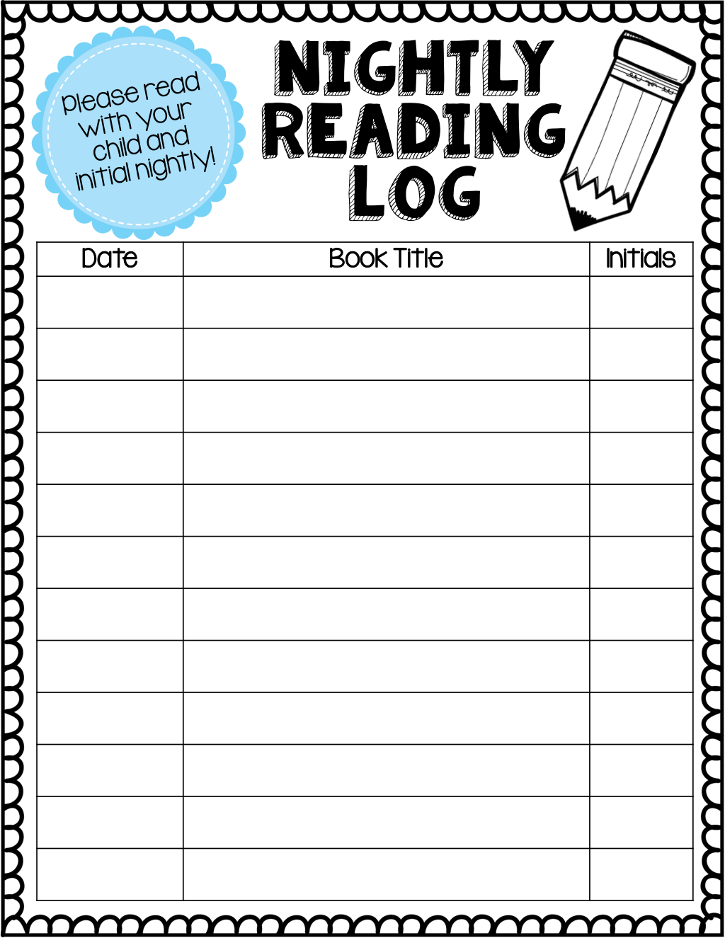 Nightly Reading Log pdf Google Drive First Grade Homework 