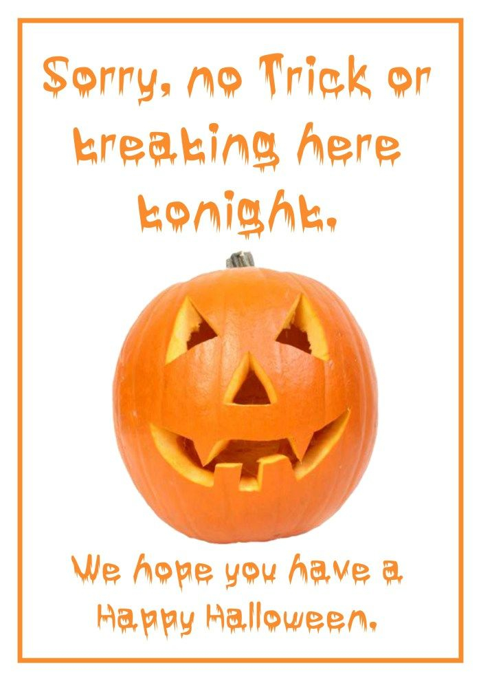 No Trick Or Treating Sign Free Printable For Halloween The 