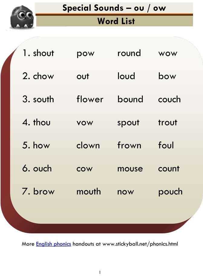 Ou Ow Worksheets 3rd Grade Advanced Phonics Ou Ow Word List And 