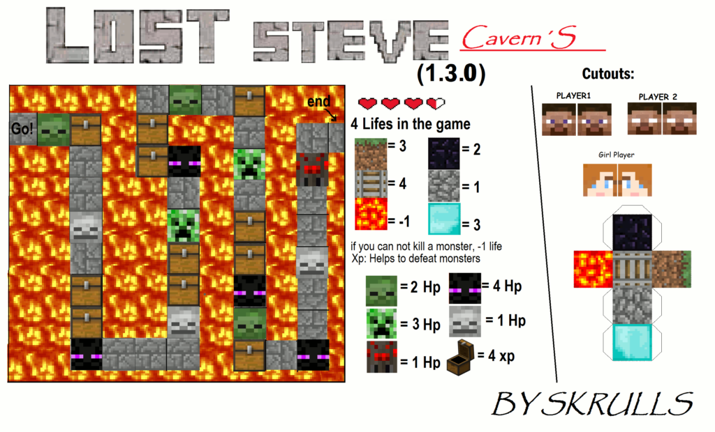 Papercraft Minecraft Lost Steve Caverns Board Game Board Games 