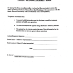 Patient Acknowledgement Form Printable Pdf Download