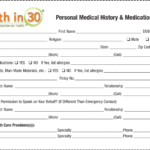 Personal Medical History Form Templates At Allbusinesstemplates