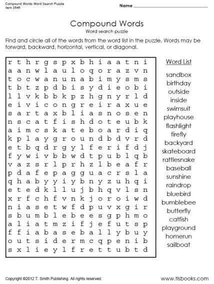 Pin By Mary McConaghy On Word Search Compound Words Compound Words 