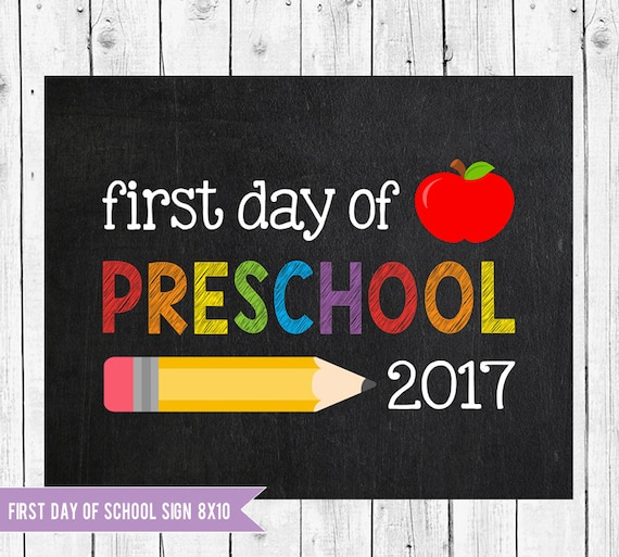 Preschool Sign Starting Preschool First Day Of School Sign Printable 