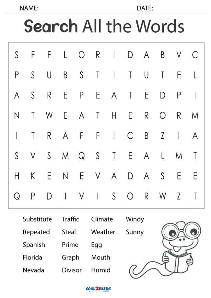Printable 5th Grade Word Search Cool2bKids