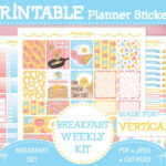 Printable Breakfast Set Weekly Kit Standard Vertical Happy Planner