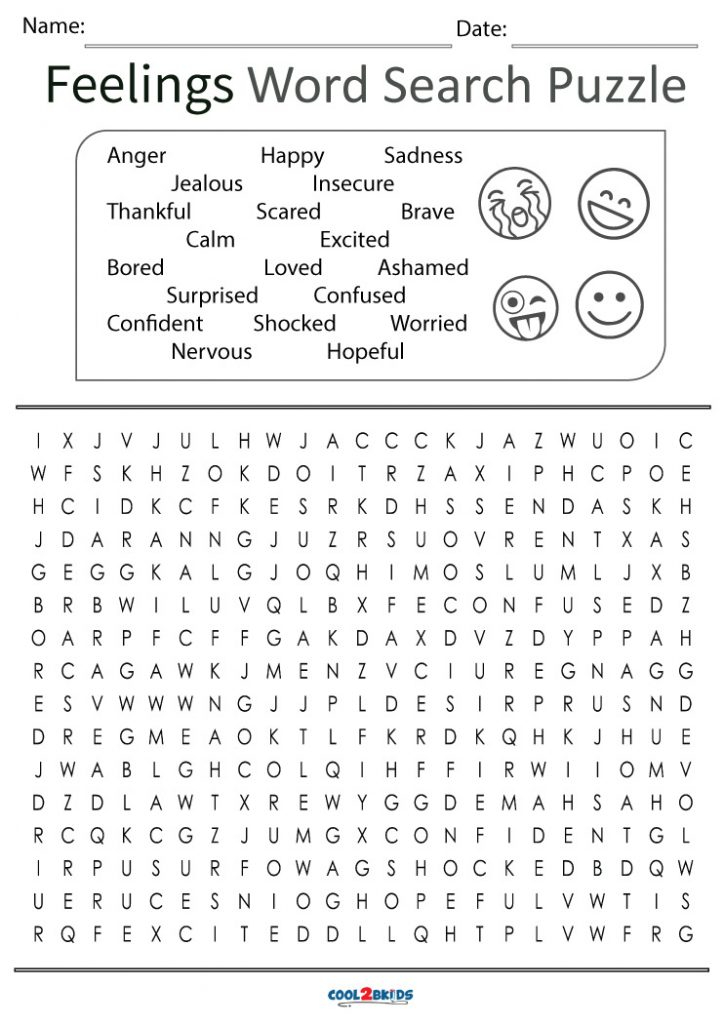 Printable Feelings And Emotions Word Search Cool2bKids