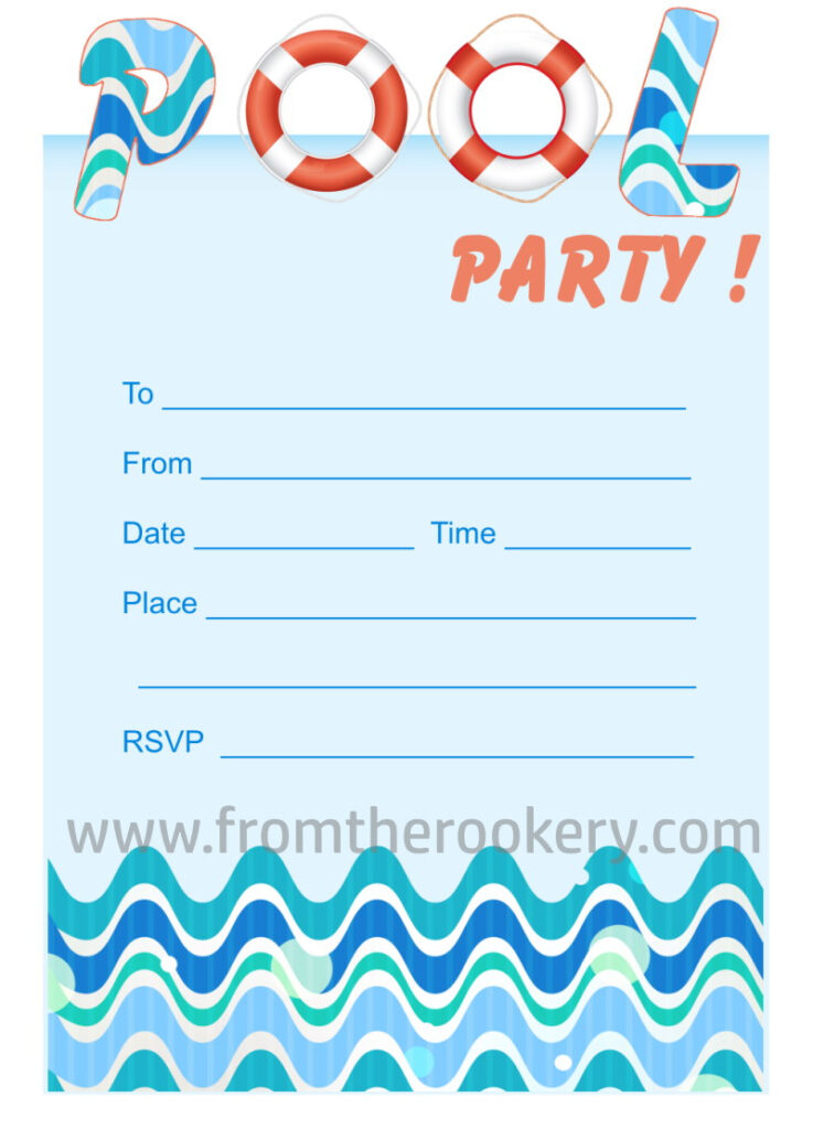 Printable Pool Party Invites