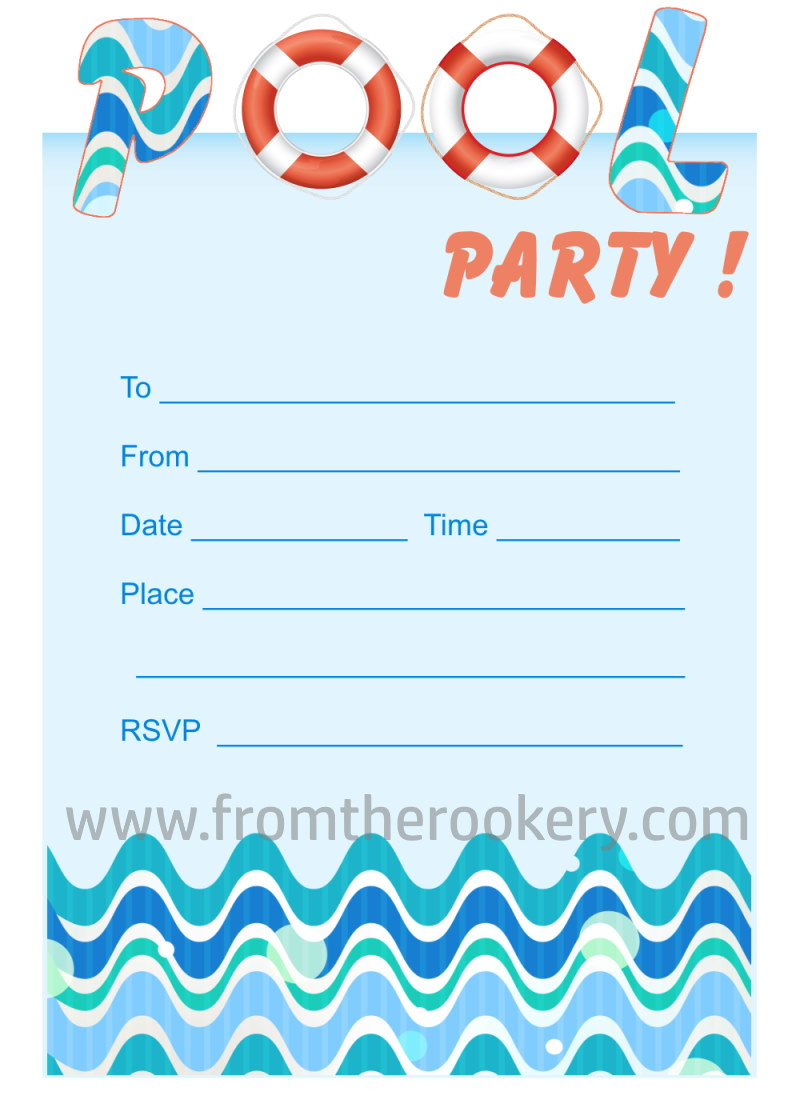 Printable Pool Party Invites