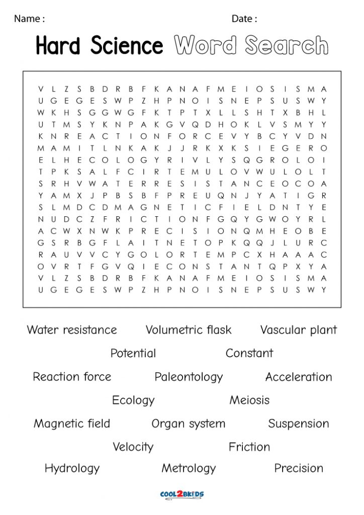 Printable Science Word Search Cool2bKids