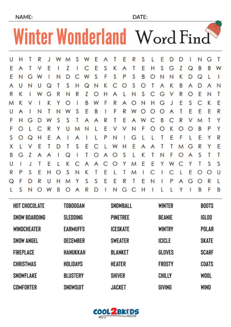 Printable Winter Word Search Cool2bKids