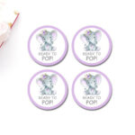 Ready To Pop Stickers Purple Elephant Baby Shower Favors Tags Popcorn