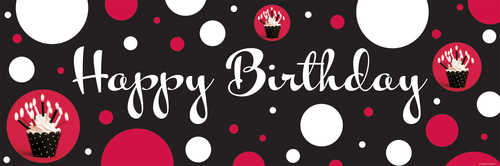Red And Black Birthday Banner Cupcake Theme