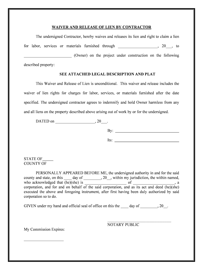 Release Lien Form Fill Online Printable Fillable Blank PDFfiller