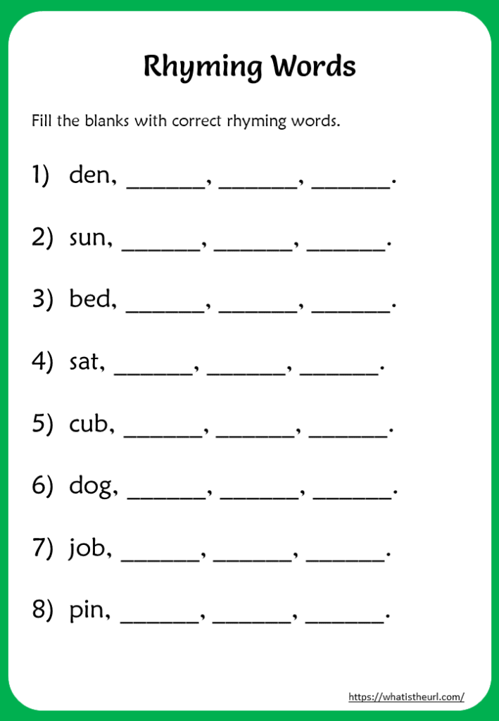 Rhyming words worksheets for grade 3 Your Home Teacher