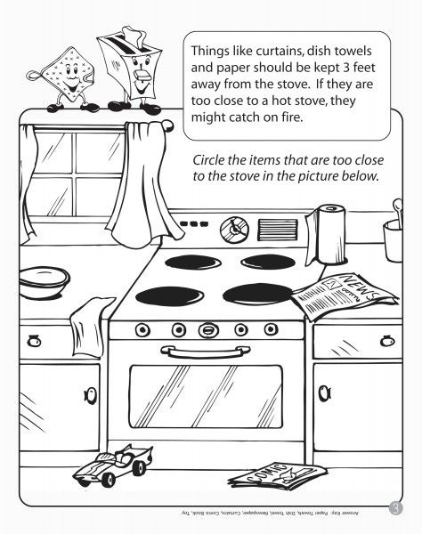 Safety In The Kitchen Colouring Pages Kitchen Safety Teaching Safety 
