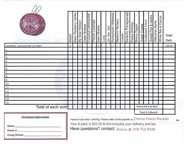 Scentsy Scent Circle Fundraiser Order Form Scentsy Fundraiser Ideas 