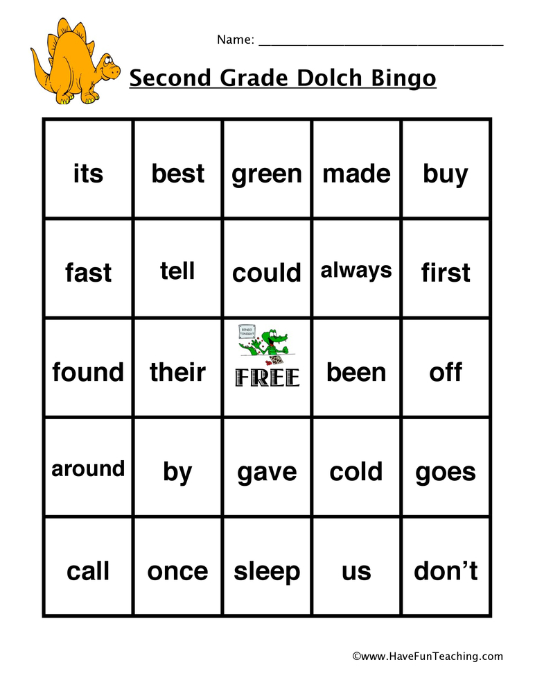Second Grade Sight Words Bingo Have Fun Teaching
