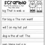 Sentence Scramble Worksheets Kindergarten Literacy Centers First
