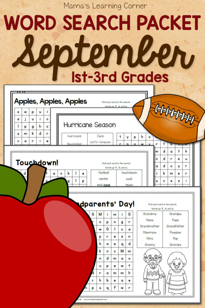 September Word Search Packet Mamas Learning Corner