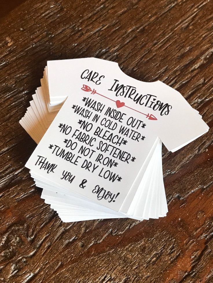 Set Of 24 T shirt Care Cards Care Instructions Shirt Tags Labels 