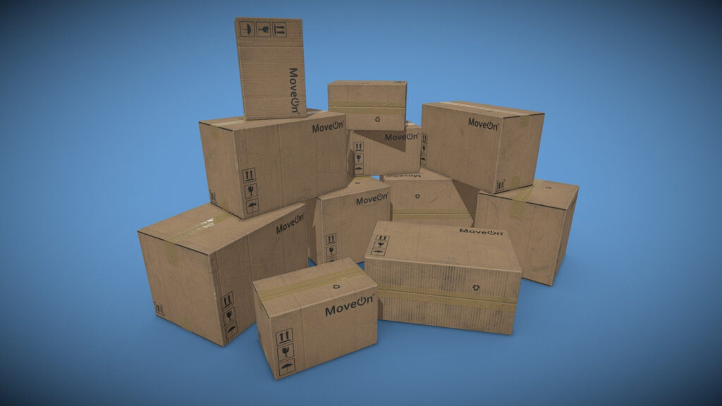 Set Of Cardboard Boxes Download Free 3D Model By 