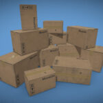 Set Of Cardboard Boxes Download Free 3D Model By