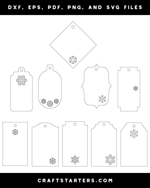 Snowflake Gift Tag Outline Patterns DFX EPS PDF PNG And SVG Cut Files