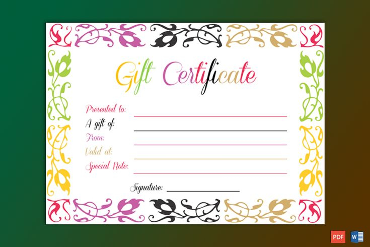 Spring Splashes Gift Certificate Template Gift Certificate Template 