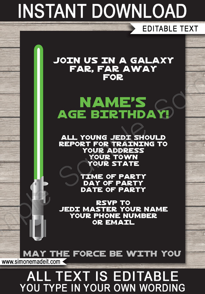 Star Wars Party Invitations Template Birthday Party