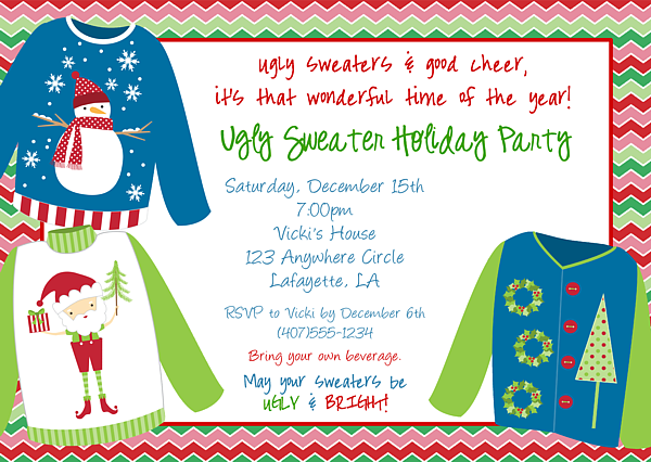 Ugly Christmas Sweater Party Invitations