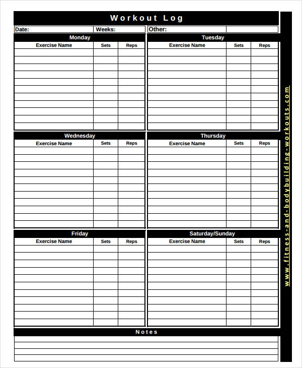 Weekly Workout Log Examples Format Pdf Examples