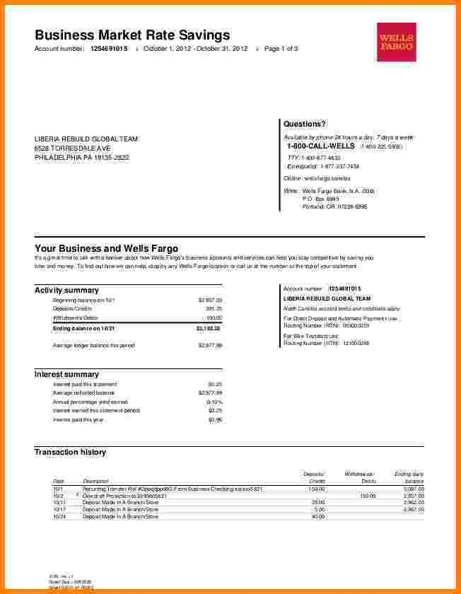 Wells Fargo Bank Statement Template FREE DOWNLOAD The Best Home 